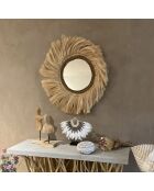 Miroir en feuilles d'abaca naturel Solazah naturel - D.60 cm