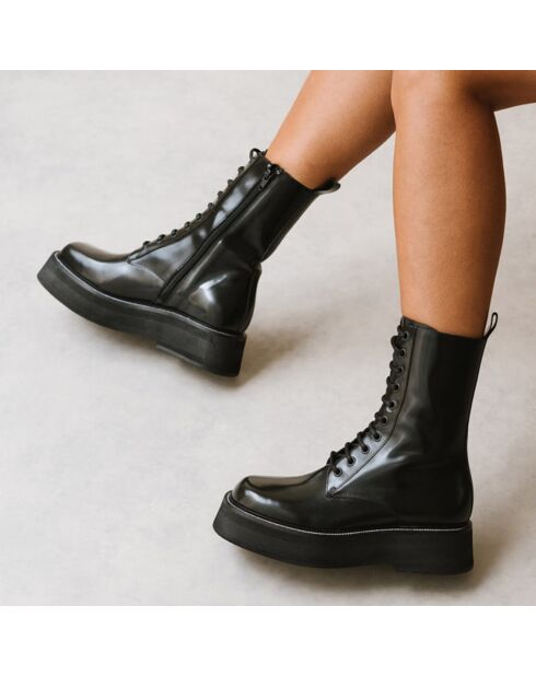 Boots en Cuir Daffia noires - Talon 4.5 cm