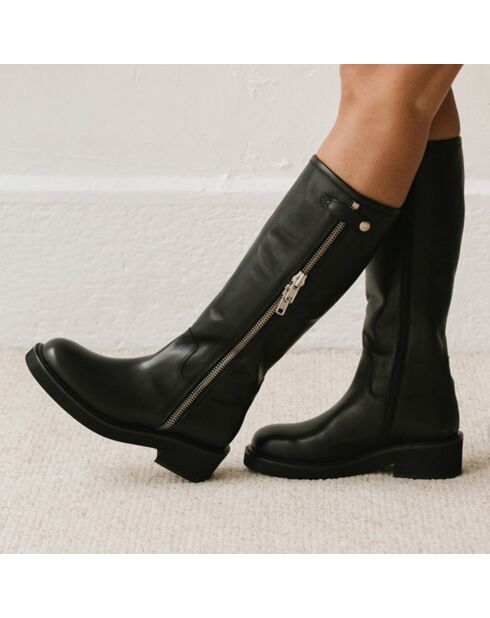 Bottes en Cuir Diane noires - Talon 5 cm