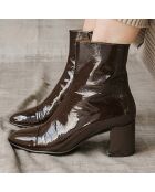 Bottines en Cuir Doniama marron foncé - Talon 6 cm