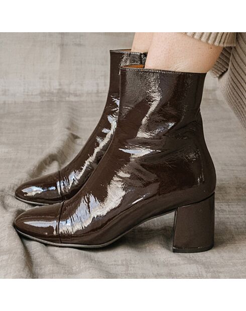 Bottines en Cuir Doniama marron foncé - Talon 6 cm