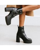 Bottines en Cuir Paillotte noires - Talon 9.5 cm