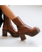 Boots en Cuir Baguette marron - Talon 9 cm