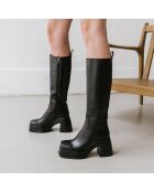 Bottes en Cuir Bermudes noires - Talon 9 cm