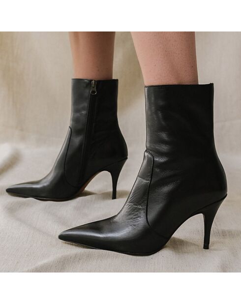 Bottines en Cuir Brume noires - Talon 8 cm