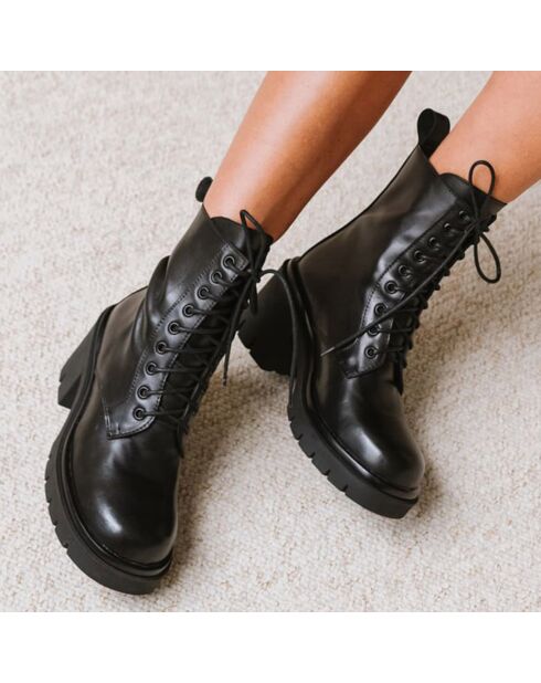 Boots en Cuir Robby noires - Talon 6.5 cm
