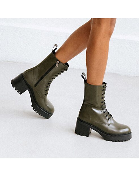 Boots en Cuir Rumba kaki - Talon 6.5 cm
