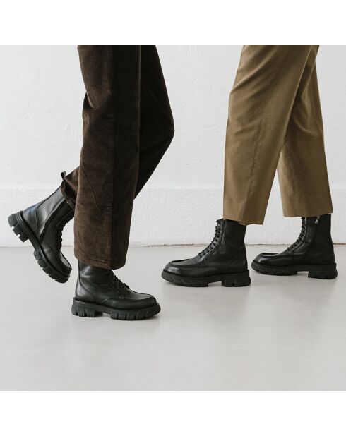 Boots en Cuir Rumilo noires - Talon 4.5 cm
