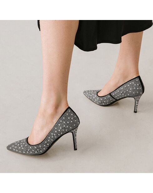 Escarpins en Cuir Minuit noir/argenté - Talon 8 cm