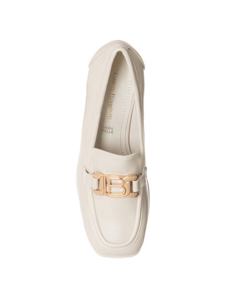 Mocassins en Cuir Geso blanc cassé - Talon 8 cm