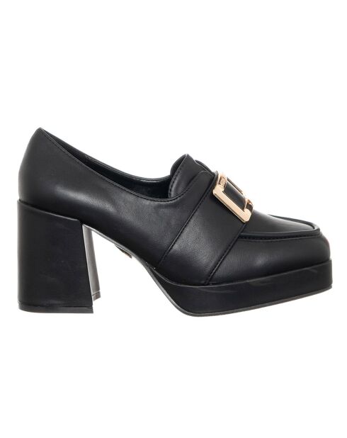 Mocassins en Cuir Fania noirs - Talon 8 cm