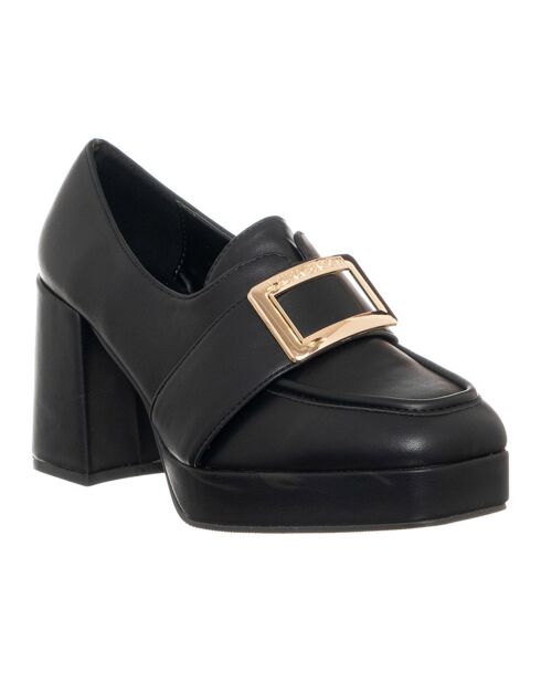 Mocassins en Cuir Fania noirs - Talon 8 cm