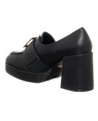 Mocassins en Cuir Fania noirs - Talon 8 cm