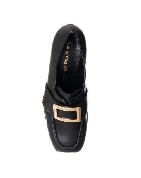 Mocassins en Cuir Fania noirs - Talon 8 cm