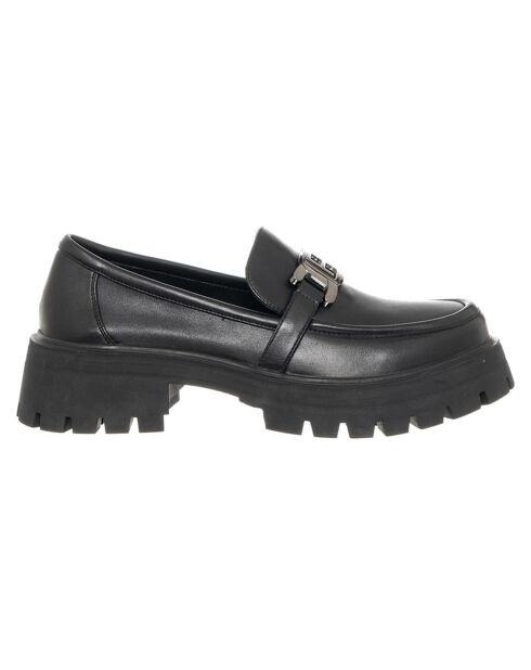 Mocassins en Cuir Polina noir/argenté - Talon 4.5 cm