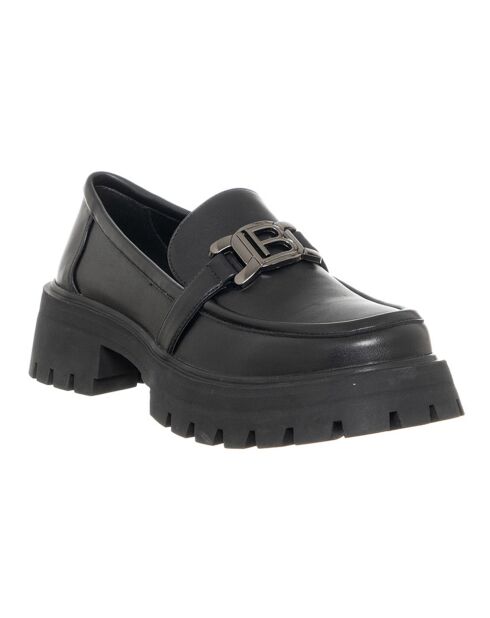 Mocassins en Cuir Polina noir/argenté - Talon 4.5 cm