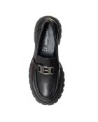 Mocassins en Cuir Polina noir/argenté - Talon 4.5 cm