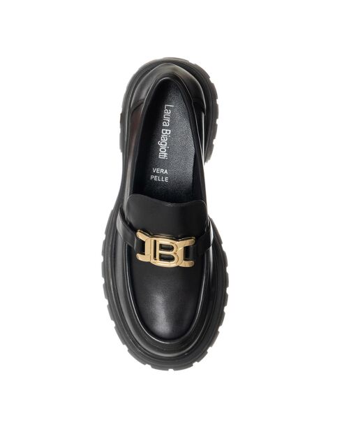 Mocassins en Cuir Polina noir/doré - Talon 4.5 cm
