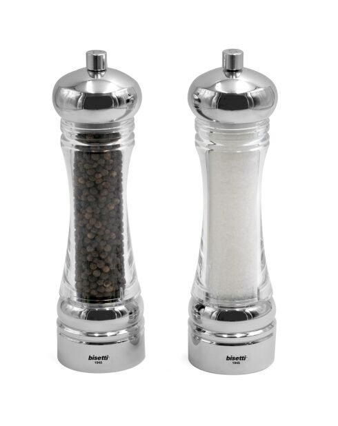 Ensemble moulins sel et poivre Pierre Gourmet transparent - 21.5 cm