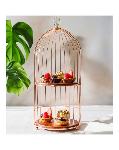 Ménagère de 24 couverts avec support/plateau à couverts design en or rose à double fonction