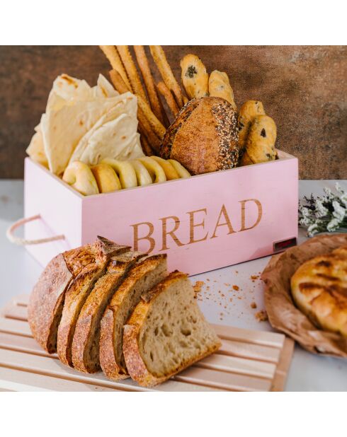 Scatola per pane rosa Stonerose - 35x20x14 cm