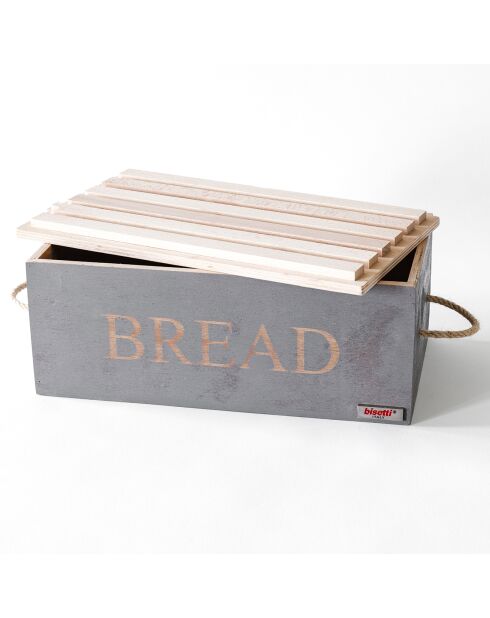 Boite à pain Pierre Gourmet grise - 35x20x14 cm