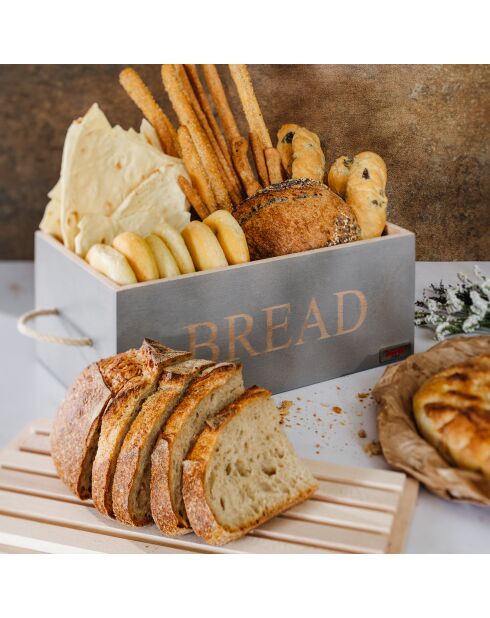 Boite à pain Pierre Gourmet grise - 35x20x14 cm