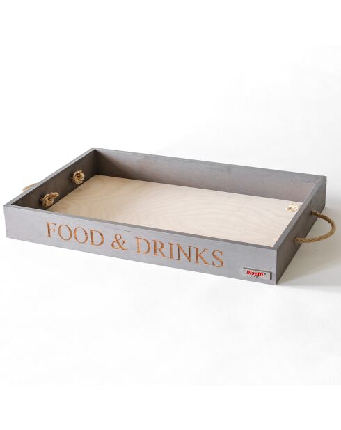 Food&Drink rechthoekig dienblad Gourmet steengrijs - 45x30x5 cm
