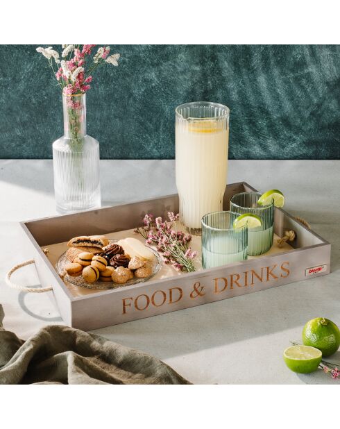 Food&Drink rechthoekig dienblad Gourmet steengrijs - 45x30x5 cm