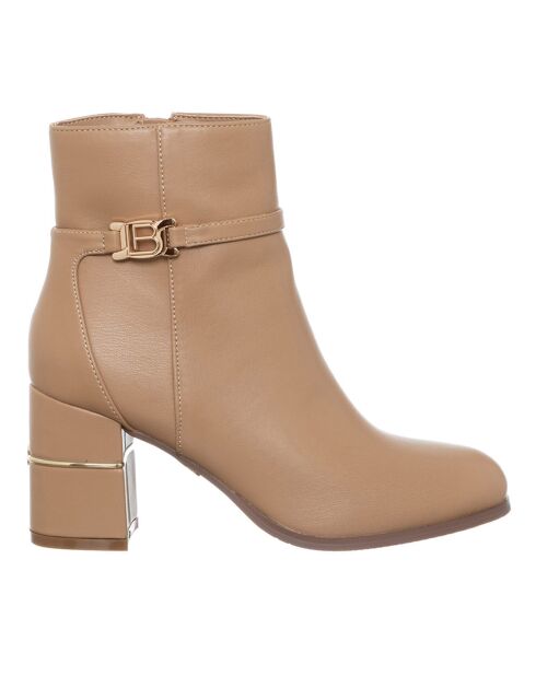 Bottines Pauline beiges - Talon 7.5 cm