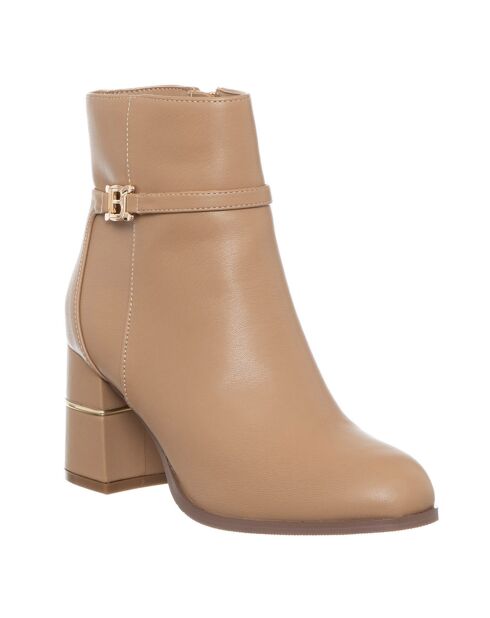 Bottines Pauline beiges - Talon 7.5 cm