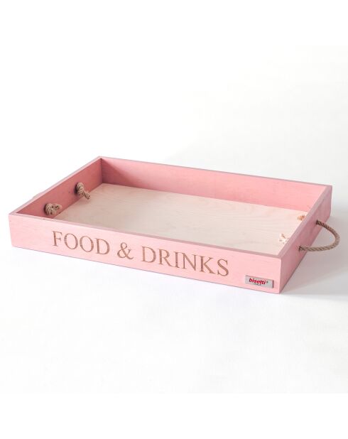 Rechthoekig dienblad voor eten en drinken Stonerose roze - 45x30x5 cm