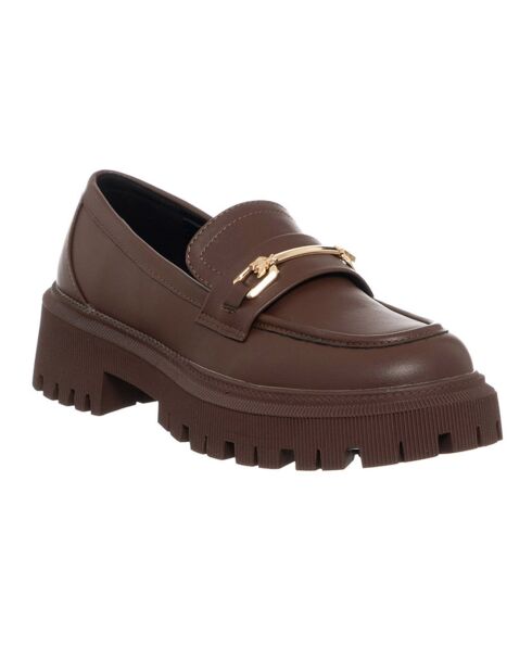 Mocassins en Cuir Tania marron - Talon 5 cm