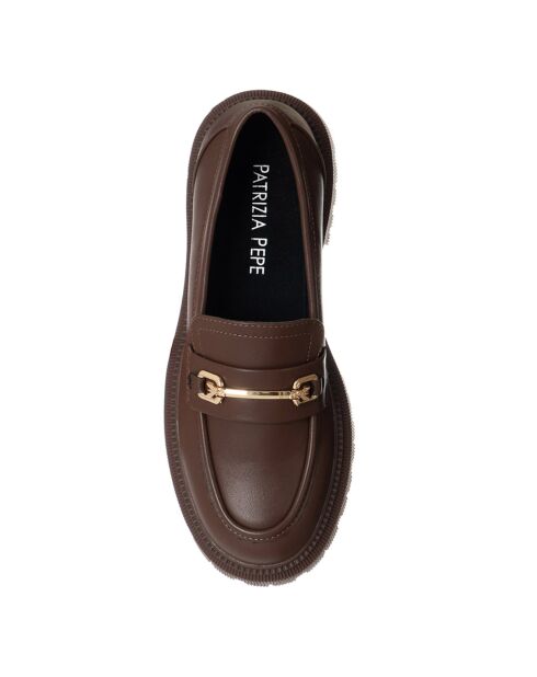 Mocassins en Cuir Tania marron - Talon 5 cm
