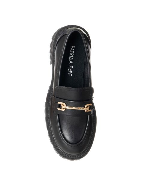 Mocassins en Cuir Tania noirs - Talon 5 cm