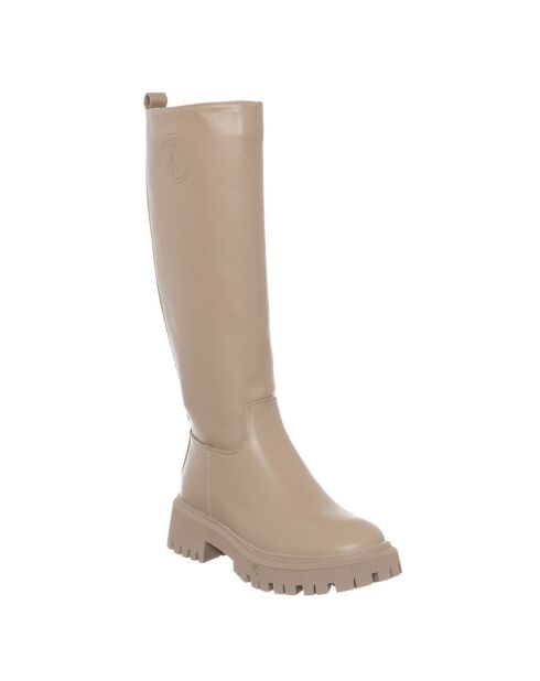 Bottes en Cuir Alice taupe - Talon 5 cm