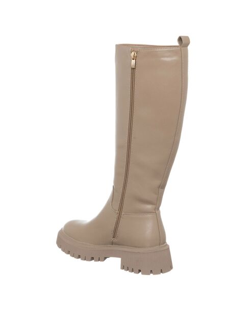 Bottes en Cuir Alice taupe - Talon 5 cm