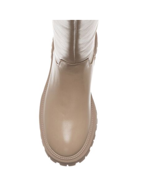 Bottes en Cuir Alice taupe - Talon 5 cm