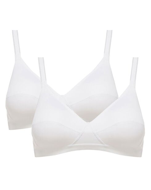 2 Soutiens-gorge sans armatures Basic Microfibre Support blancs