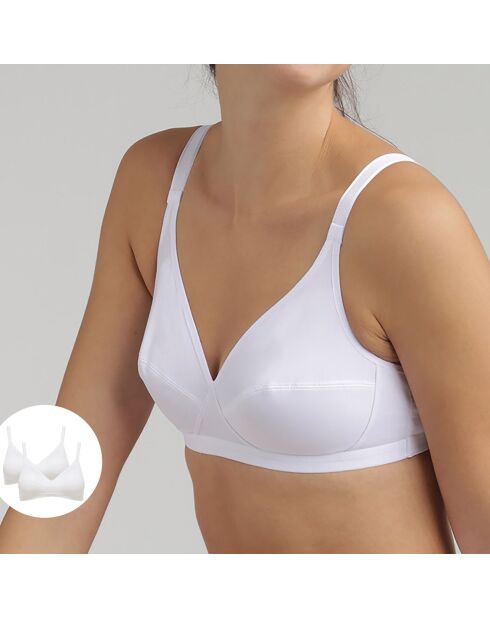 2 Soutiens-gorge sans armatures Basic Microfibre Support blancs