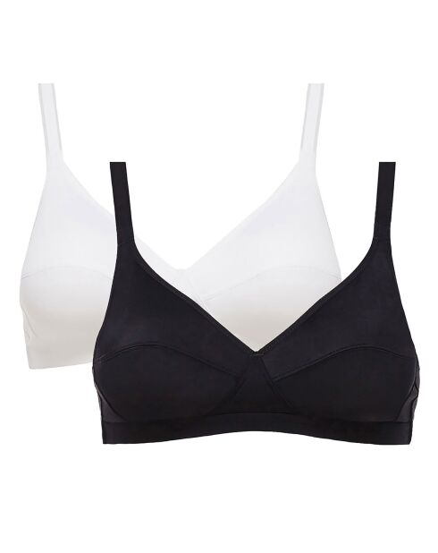 2 reggiseni con ferretto nero/bianco con supporto in microfibra di base