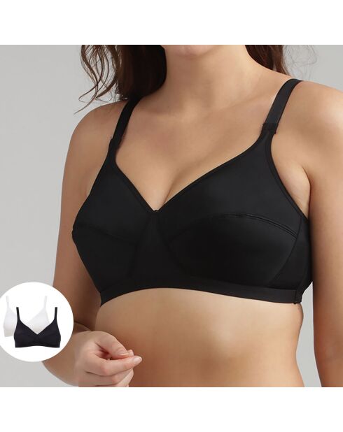 2 reggiseni con ferretto nero/bianco con supporto in microfibra di base
