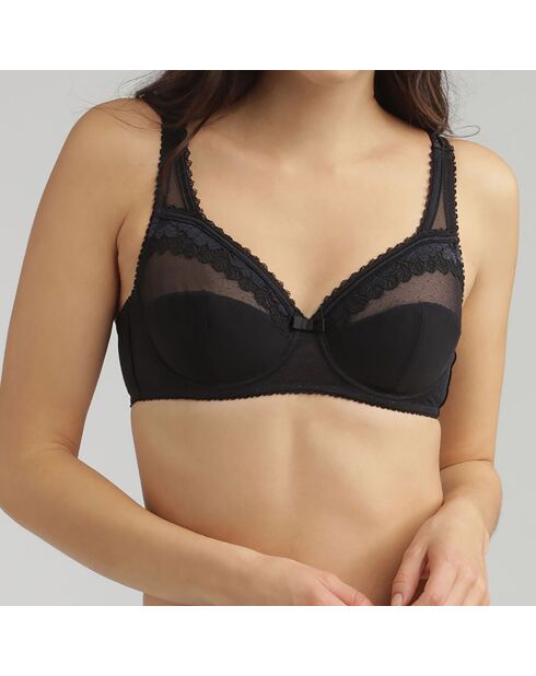 Soutien-gorge emboîtant Coeur Croisé Féminin Microfibre noir
