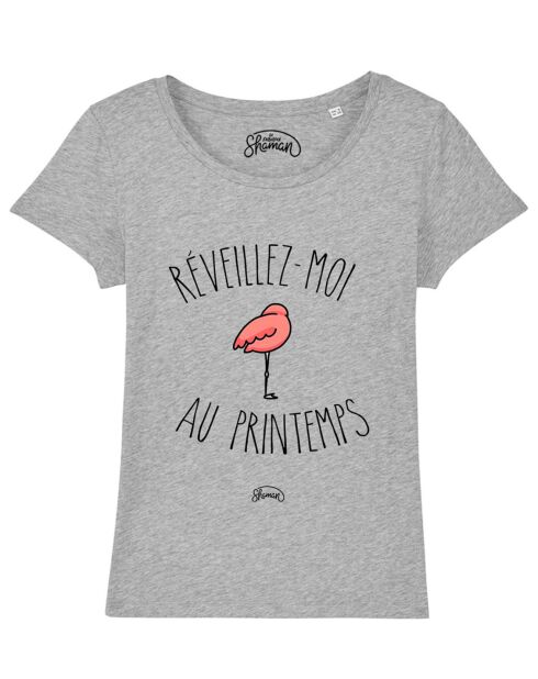 Tshirt T-Shirt Reveillez Moi Au Printemps gris chiné