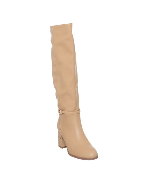 Bottes Usis beiges - Talon 7.5 cm