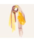 Foulard 100% Coton Bio Garden jaune - 100x200 cm