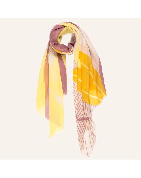 Foulard 100% Coton Bio Garden jaune - 100x200 cm