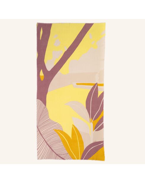 Foulard 100% Coton Bio Garden jaune - 100x200 cm
