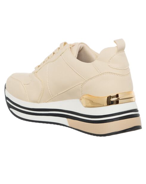 Sneakers Siam beige/blanc - Plateforme 5 cm
