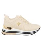 Sneakers Siam beige/blanc - Plateforme 5 cm